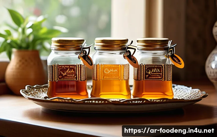 식품의 저당화 기술 - A vibrant Middle Eastern kitchen scene featuring a traditional wooden table with natural sweeteners ...